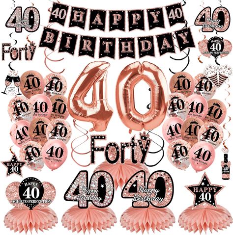 Turypaty 34pcs 40th Birthday Decorations Kit For Women