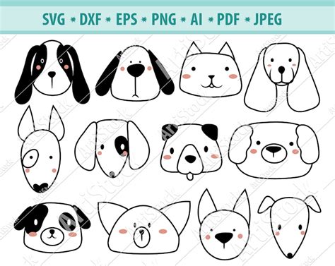 Dog Face Svg Puppy Svg Dog Clipart Dogs Breeds Png Cute Etsy