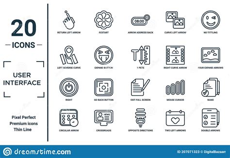 User Interface Linear Icon Set Includes Thin Line Return Left Arrow