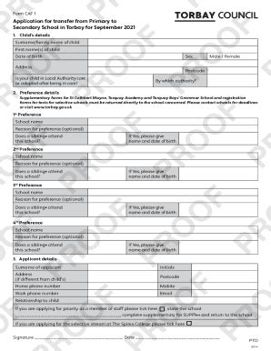 Fillable Online Form Caf Application For Transfer From Primary