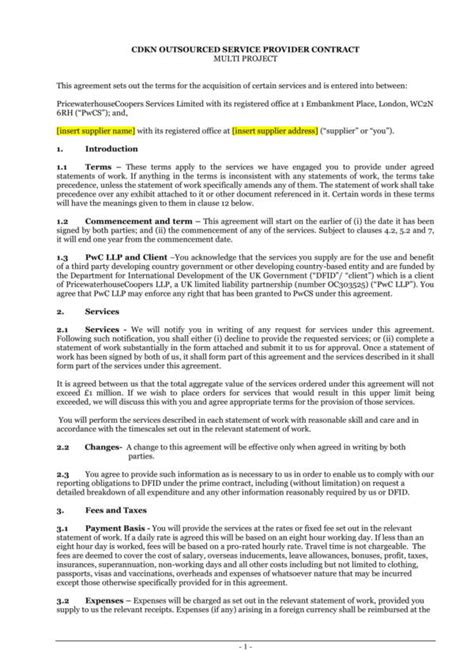 Free 11 Outsourcing Services Agreement Templates In Pdf Ms Word