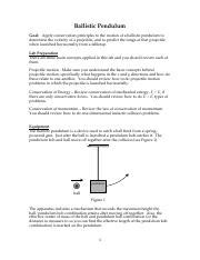 Lab 8 Ballistic Pendulum Pdf Ballistic Pendulum Goal Apply