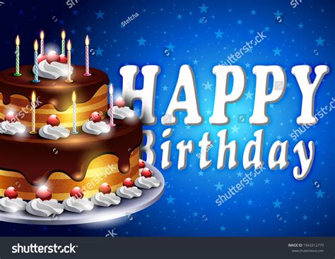 Happy Birthday Card Cake Candles Stock Illustration 1943312779 Shutterstock