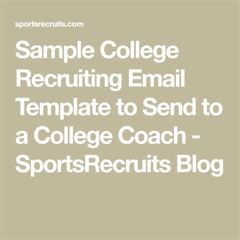 Sample College Recruiting Email Template To Send To A College Coach Artofit