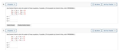 Solved Points My Notes Ask Your Teacher Use Cramer S Chegg