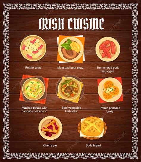 Irish Cuisine Vector Ireland Food Cartoon Poster Stock - Clip Art Library