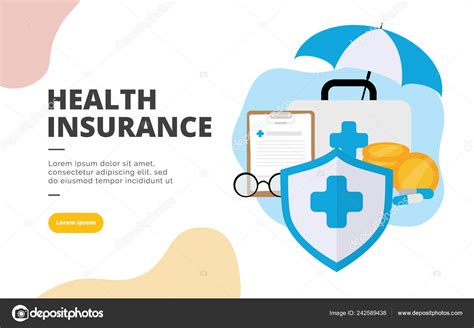 Health Insurance Flat Design Banner Illustration Concept Digital