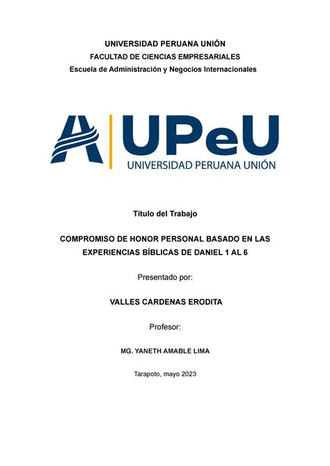 Trabajo Fdi Vii Formaci N Y Desarrollo Integral Vii Upeu