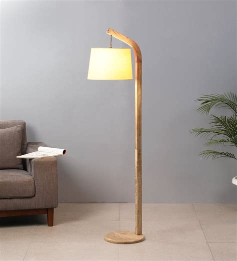 Buy Isobel Beige Fabric Shade Club Floor Lamp With Mango Wood Base At