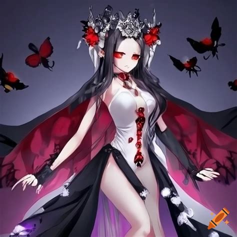 Anime vampire queen with diamond crown and red eyes on Craiyon