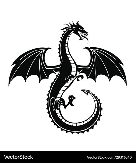 Black Silhouette Dragon Royalty Free Vector Image