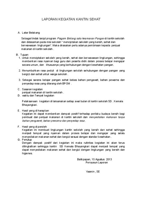 Contoh Laporan Kegiatan Sekolah Doc