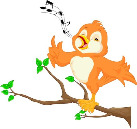 Cute Bird Singing Premium Vector