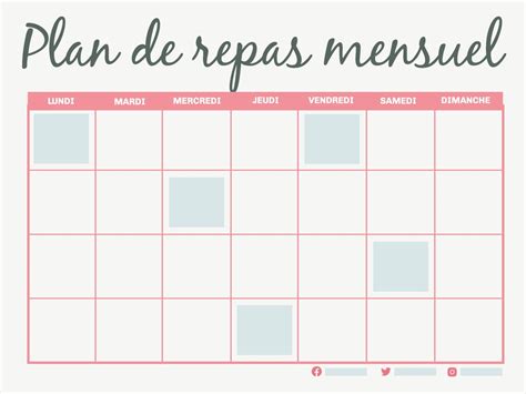 Mod Les De Plans De Repas Mensuels