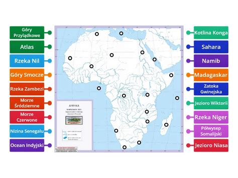 Afryka Mapa Fizyczna Rysunek Z Opisami