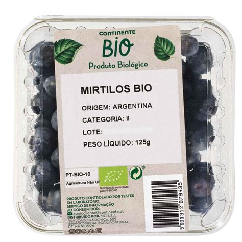 Continente Bio Mirtilo Biológico 125g Comparar Preços Kabaz