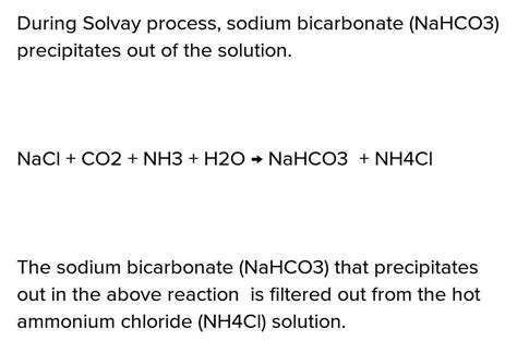 How Is The Sodium Hydrogen Carbonate Formed During Solvay Process