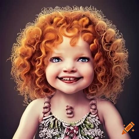 Illustration Of Adorable Smiling Ginger Haired Dressed Girls On Craiyon