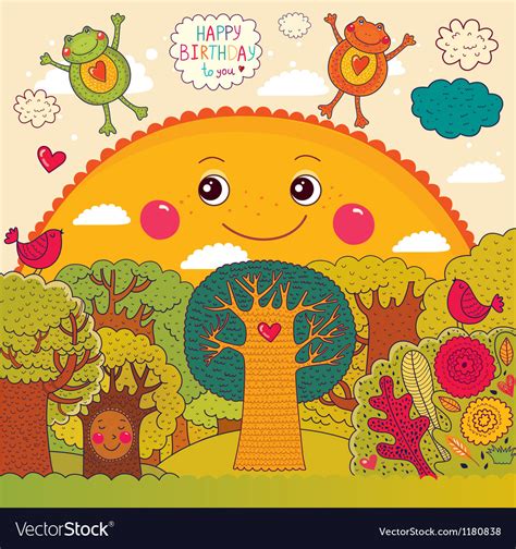 Sunny Forest Royalty Free Vector Image Vectorstock