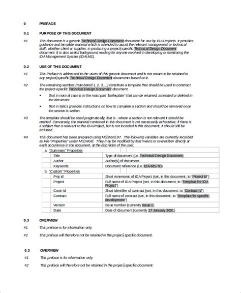 Sample Technical Design Document Template | The Document Template