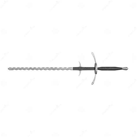 German Landsknecht Flamberge Sword On White Top View 3d Illustration