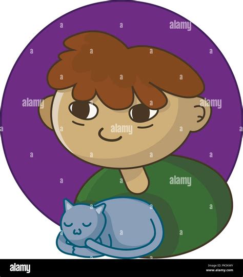 Portrait Of Boy Holding Cat Stock Vector Images Alamy