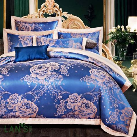 Buy 2016 Luxury Royal Blue Embroidery Jacquard Satin