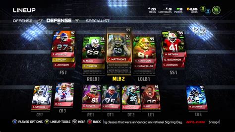 Madden Ultimate Team Lineup Update Overall Youtube