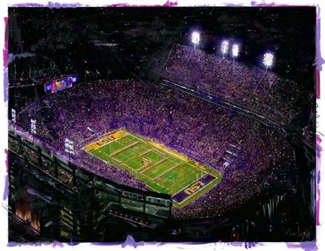 College Football Stadium At Night