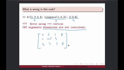 Intro To Matlab Week 2 Creating Matrices Youtube