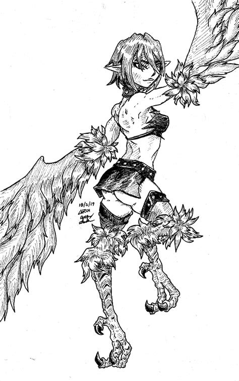 Inktober Day 3 Black Harpy By Lurchillustrates On Newgrounds