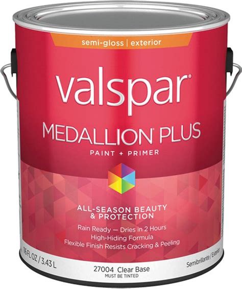 Valspar 24004 007 1gal Semi Gloss Finish Clear Base Medallion Plus Interior Paint And Primer