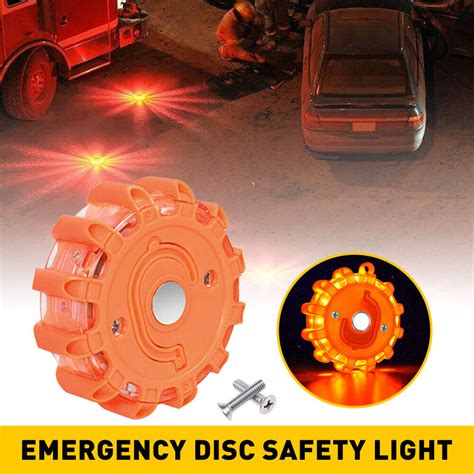 8 Led Road Flares Emergency Disc Safety Light Flashing Roadside Beacon