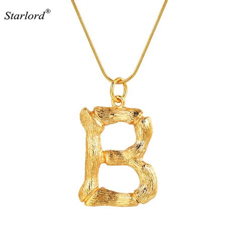 Big Initial Letter B Necklace Gold 26 Alphabet Jewelry Personalized