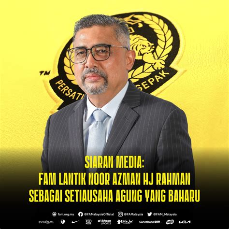 Naib Presiden Persatuan Bola Sepak Melaka Noor Azman Rahman Ganti