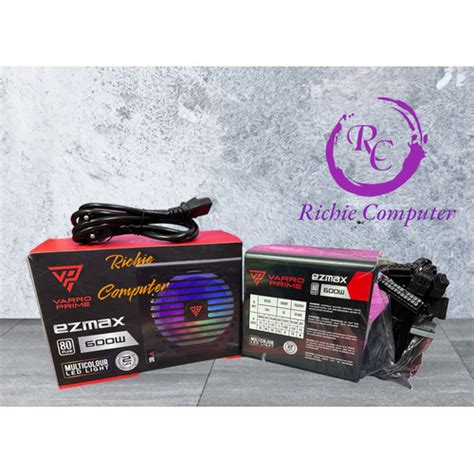 Jual POWER SUPPLY VARRO PRIME EZMAX 500WATT 80 PLUS 12cm FAN RGB 8 PIN