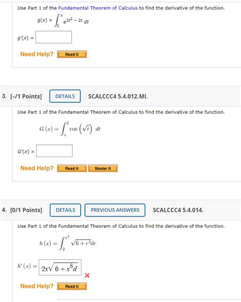 Solved Use Part 1 Of The Fundamental Theorem Of Calculus To