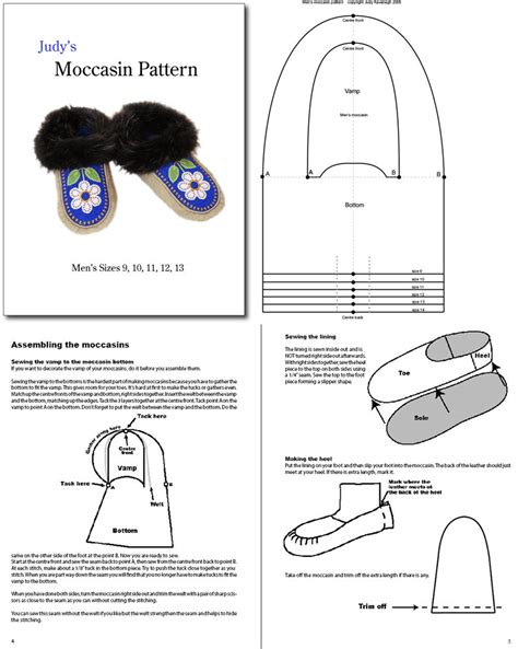 Mens Moccasin Pattern With Instruction Booklet All Etsy Canada