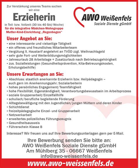 Stellenangebot AWO Weißenfels Soziale Dienste gGmbH