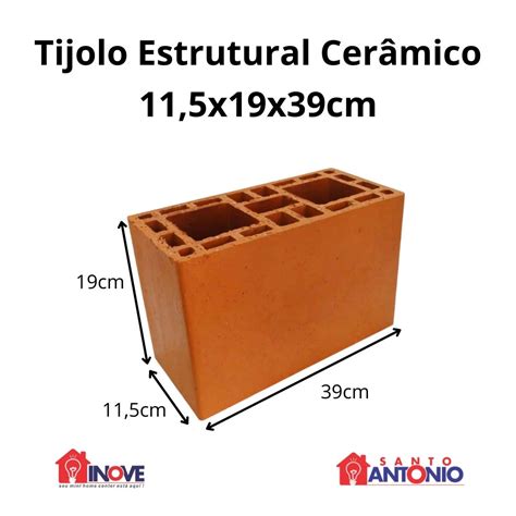 Bloco Cerâmico Estrutural 11 5x19x39cm Unidade DEPOSITO SANTO ANTONIO