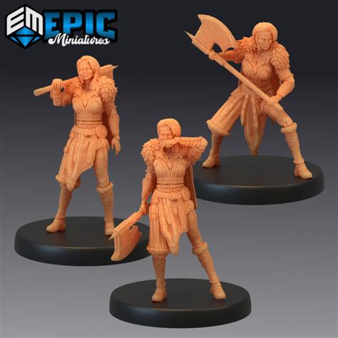 D Printable Barbarian Female Set Viking Raider Norse Warrior