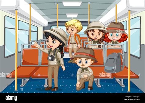 scene   people  public transportation illustration stock