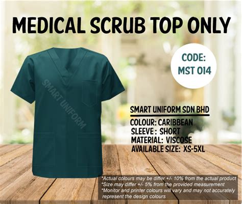 Mst 014 Ready Stock Medical Scrub Top Only Caribbean Smart Uniform Malaysia