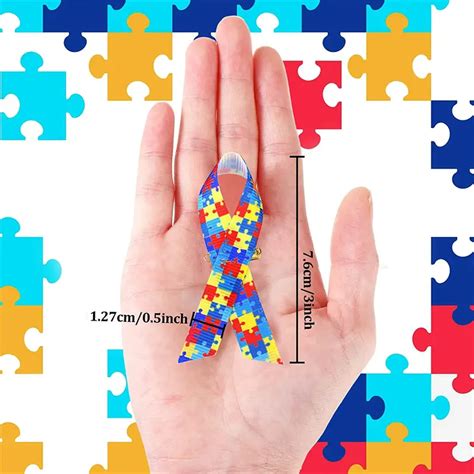 Autism Awareness Ribbons Fabric Ribbons Safety Pins Fabric Temu