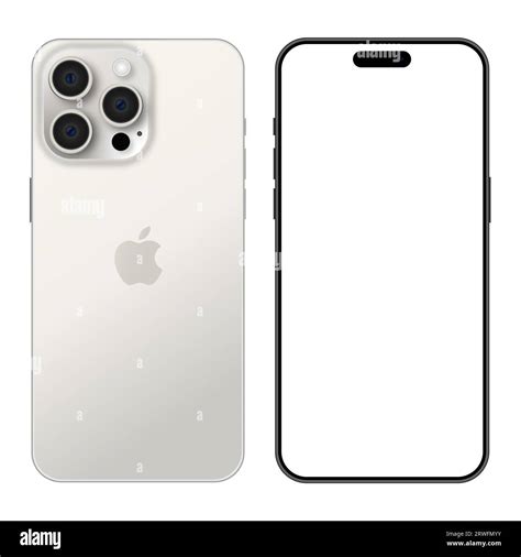 New Iphone 15 Pro White Titanium Phone Mockup Screen Front And Back View Editorial Vector