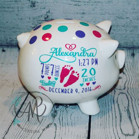 Personalized Piggy Bank With Name and Birthday Information ACTUAL ...