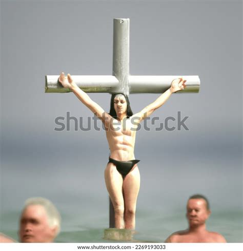 Outdoor Photo Crucified Woman Bikini Ai Shutterstock