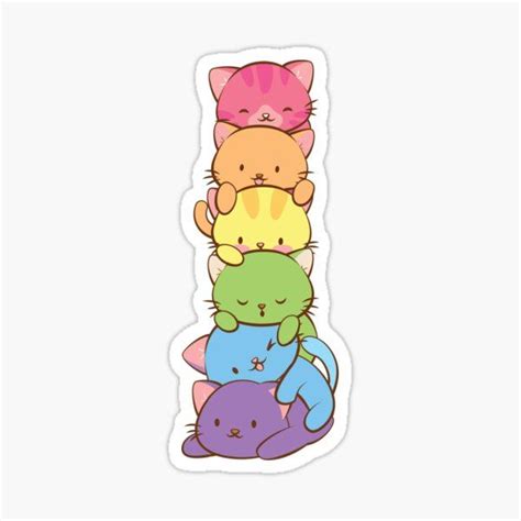 Lgbt Gay Pride Flag Kawaii Rainbow Cats Sticker For Sale By Irene Koh