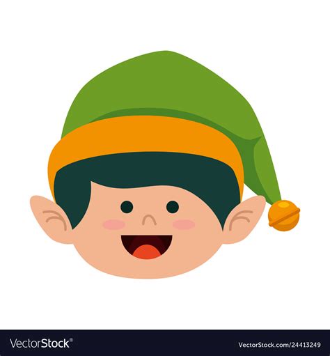 Cute Head Elf Christmas Character Royalty Free Vector Image