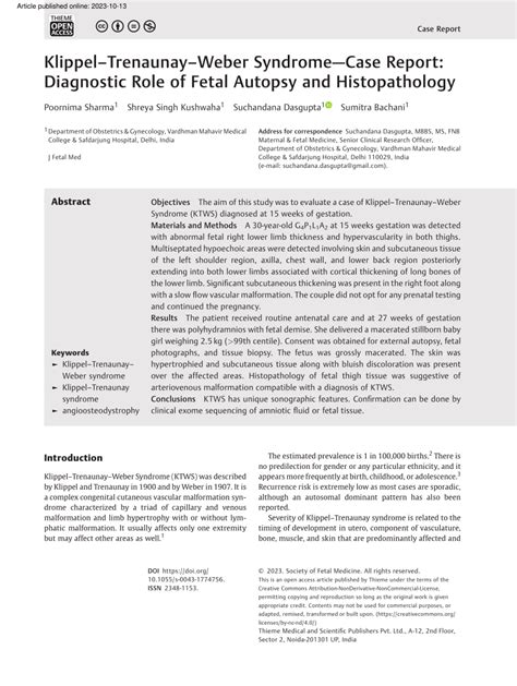 Pdf Klippel Trenaunay Weber Syndrome—case Report Diagnostic Role Of